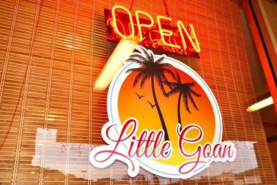 Little Goan Cafe Exterior Logo with Open sign